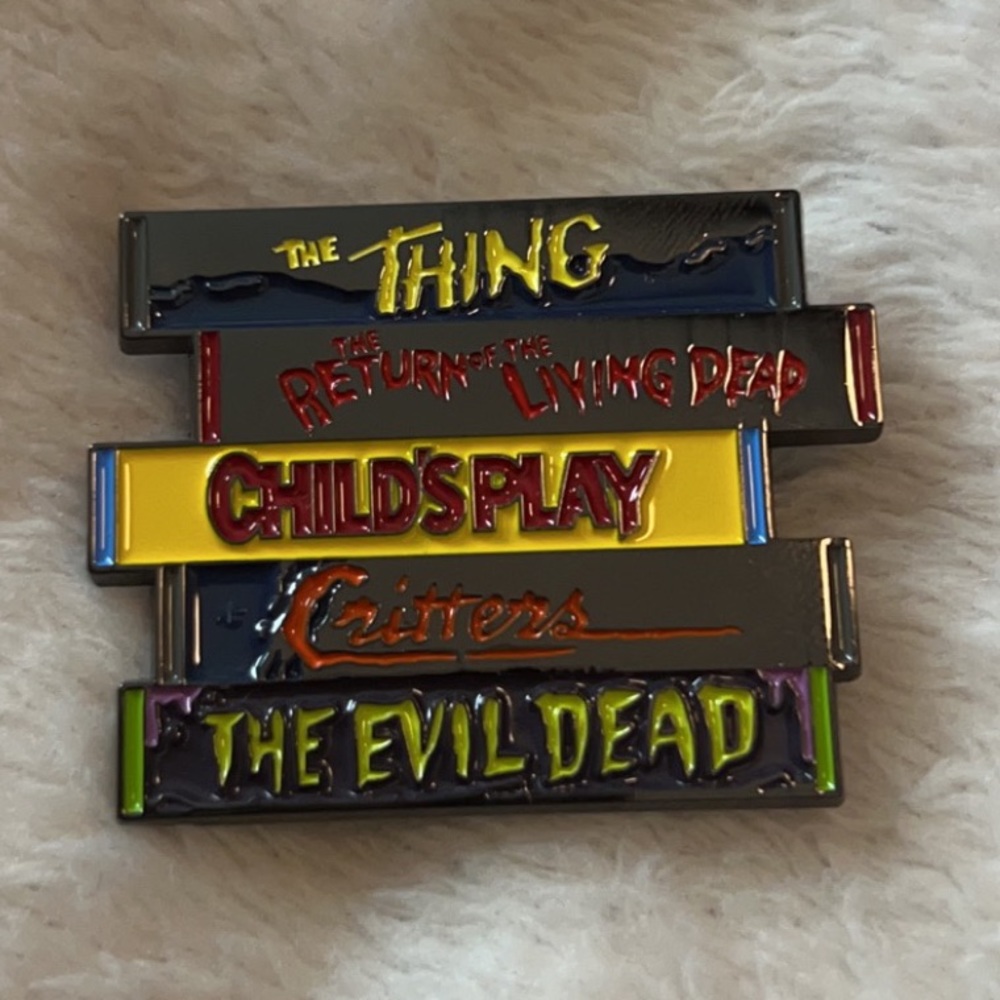 Vintage horror movie vhs lapel pin